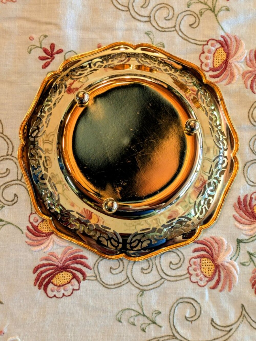 WMF Ikora Brass Footed Bonbon Dish - Mid Century Modern - Reticulated Bowl - VTG - Picture 4 of 7